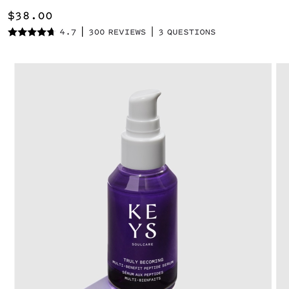 KEYS SOULCARE TRULY BECOMING MULTI-BENEFIT PEPTIDE SERUM FINE LINES & WRINKLES